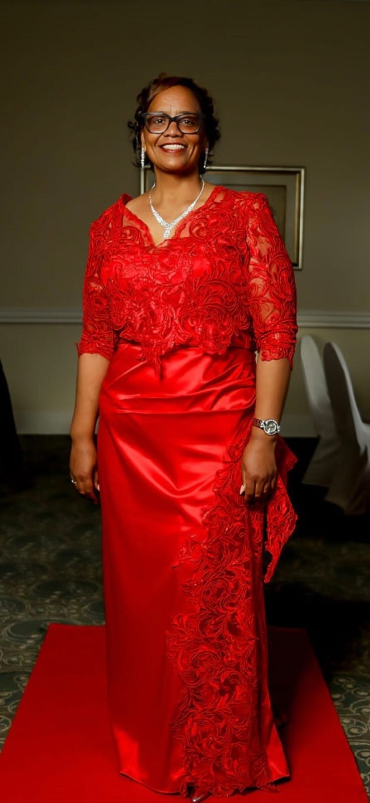 Custom couture red gown by Lvana Creations